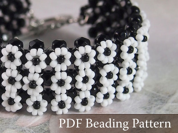 Beading Tutorial Daisy Bracelet, Beading pattern, PDF