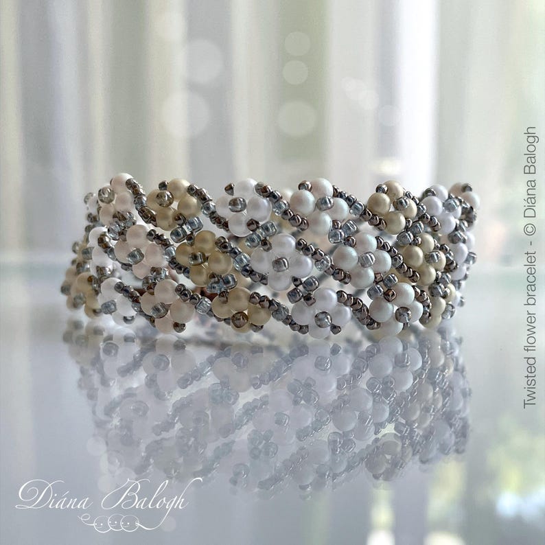 Bead pattern, beading tutorial, bracelet tutorial, 3 mm pearl, round beads bracelet, seed bead bracelet