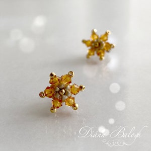 Beading tutorial and pattern Flower earrings, bicone crystal beading tutorial, earrings beading pattern image 5