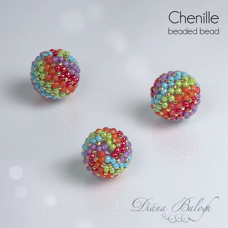 3 Chenille Beaded Bead beading tutorials in 1, Toho seed beads beading pattern, beading patterns and tutorials, beaded bead pattern image 5