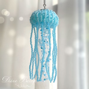 Beading pattern and tutorial Jellyfish tassel and Jellyfish lantern, Jellyfish pendant beading tutorial, Luminuos Jellyfish beading tutorial image 5