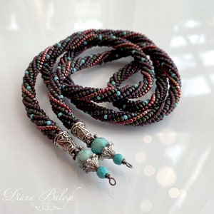Beading tutorial herringbone rope necklace, beading pattern herringbone spiral necklace, seed bead necklace beading tutorial