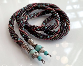 Beading tutorial herringbone rope necklace, beading pattern herringbone spiral necklace, seed bead necklace beading tutorial