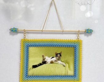 Beading pattern and tutorial  Flat Chenille Stitch® Picture Frame and Flat Chenille Stitch® bracelet, beaded picture frame pattern