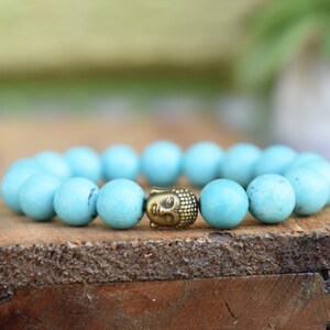 Turquoise bracelet, buddha bracelet,turquoise buddha, gemstone bracelet, brass buddha,yoga bracelet,stretchy bracelet,namaste,something blue