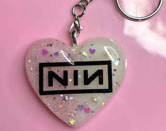 NIN Inspired Resin Heart Keychain