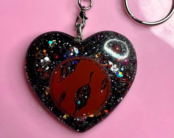 AFI STS Inspired Resin Heart Keychain