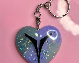 Night Owl Bo Katan Inspired Resin Heart Keychain