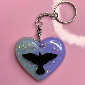 The Crow Inspired Resin Heart Keychain