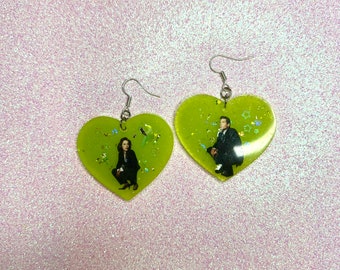 90s Squat Mulder + Scully Neon Resin Earrings