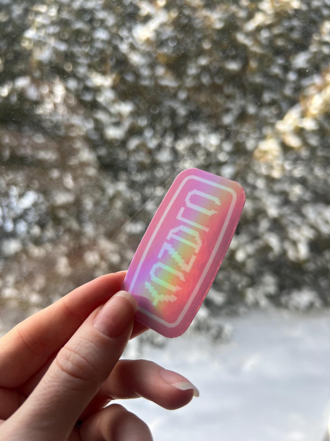 Holographic Pink Clancy Sticker - Etsy