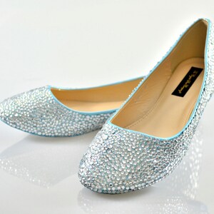 Custom Ice Powder Blue Glitter Sole & Silver Swarovski Crystal Wedding ...