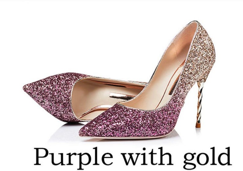Glitter Mid Heel Ombre Stiletto Luxury Sparkle Red Purple Etsy Australia