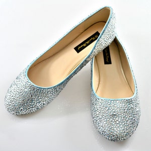 Custom Ice Powder Blue Glitter Sole & Silver Swarovski Crystal Wedding ...