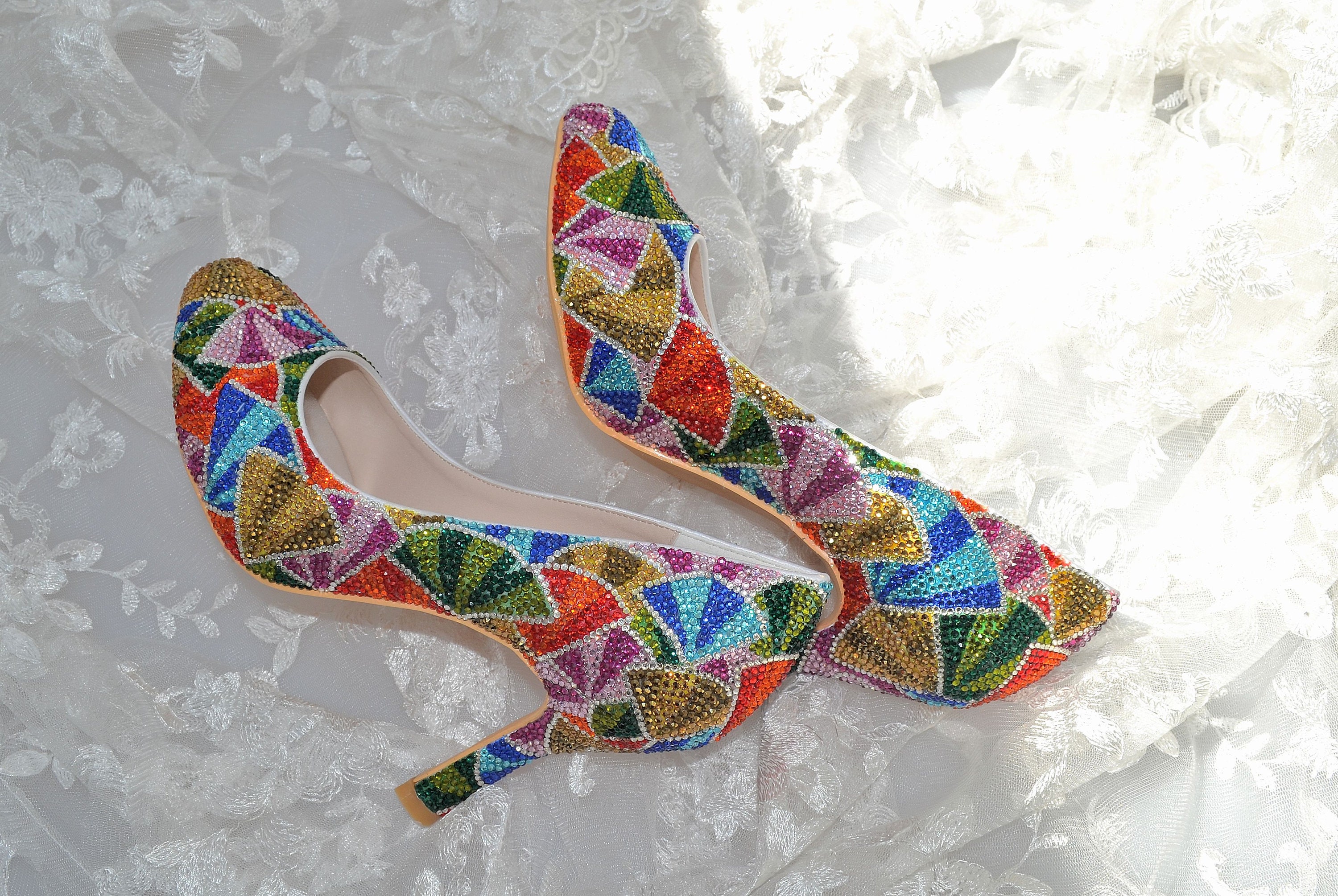 Multicolored Glitter Flamenco Shoe