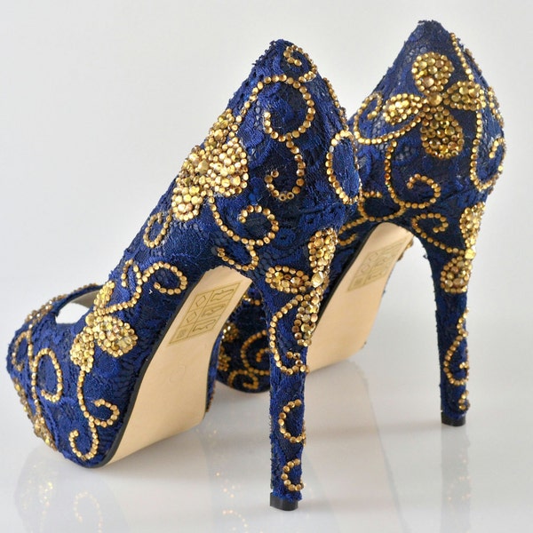 navy blue bridal shoes
