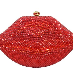 Swarovski Crystal Red Gold Black Hot Lips Shape Metal Case - Etsy