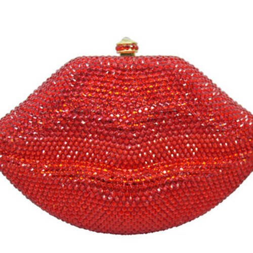 Swarovski Crystal Red Gold Black Hot Lips Shape Metal Case - Etsy