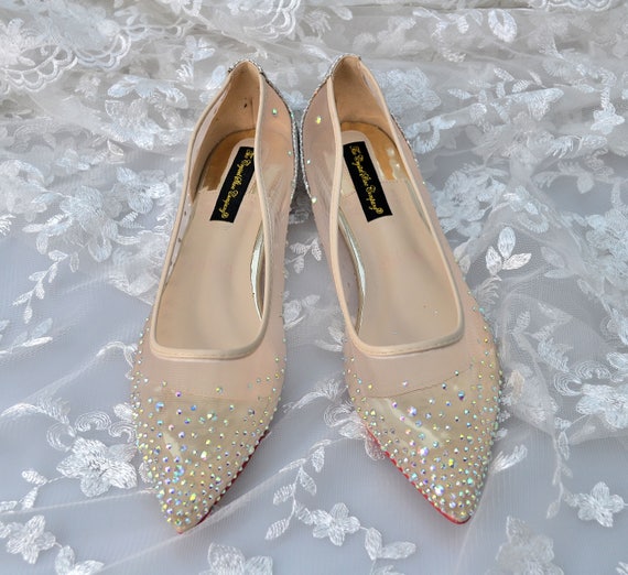 Sparkly Silver Cinderella Wedding Shoes 2018 Crystal Rhinestone Leather  Pointed Toe High