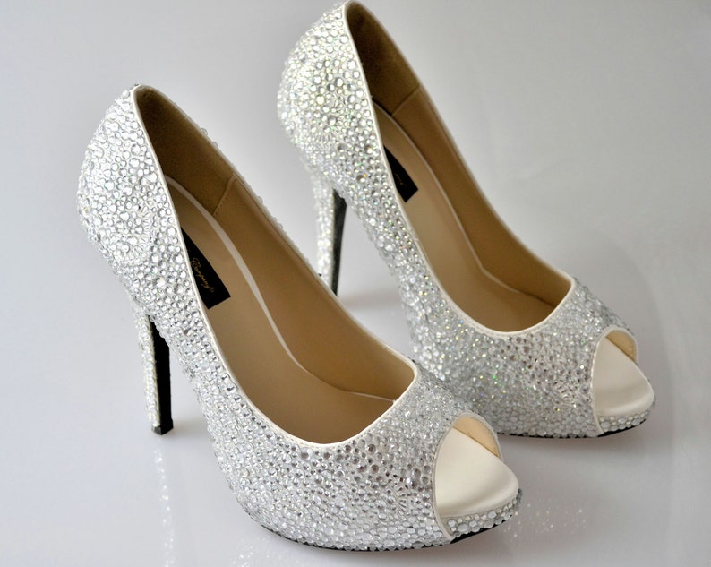 Swarovski Crystal Glitter Bridal High Heel Stiletto Corset . crystal encrusted bridal high heels shoes. wedding day shoes. Swarovski Crystal Glitter Bridal High Heel Stiletto Corset