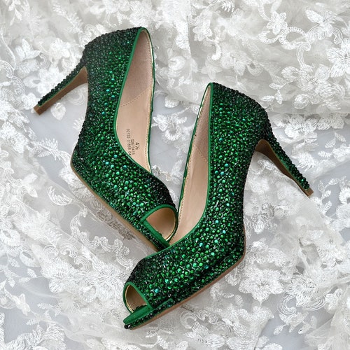 emerald green platform heels