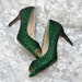 Margaret M reviewed Swarovski Crystal Emerald Green Bridal Mid Heel Luxury Custom platform peep toe Leather Pump