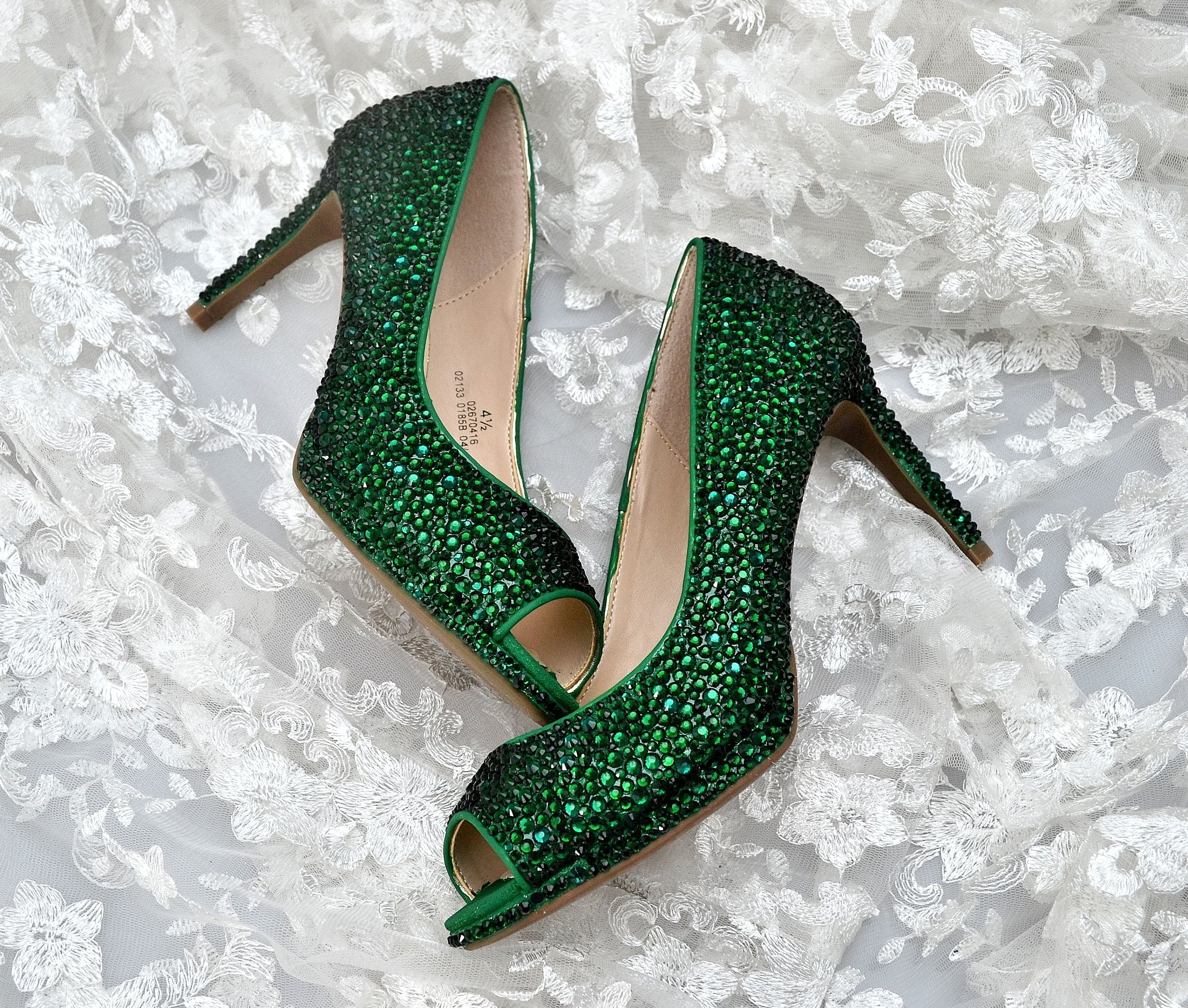 Green peep toe shoes cheap