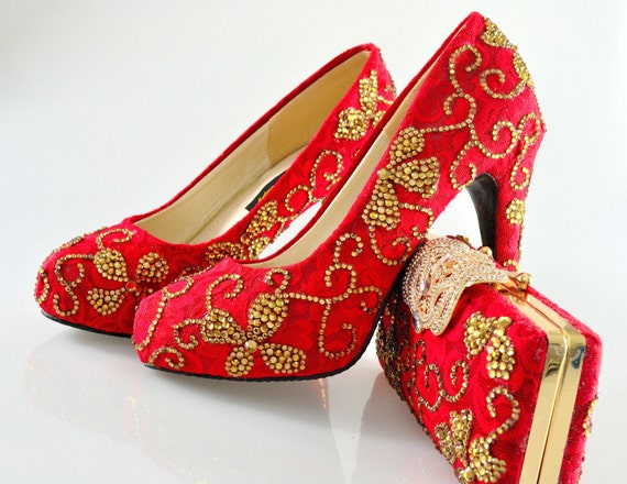 Gold heels hotsell and clutch