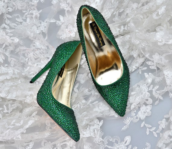 emerald green and gold heels