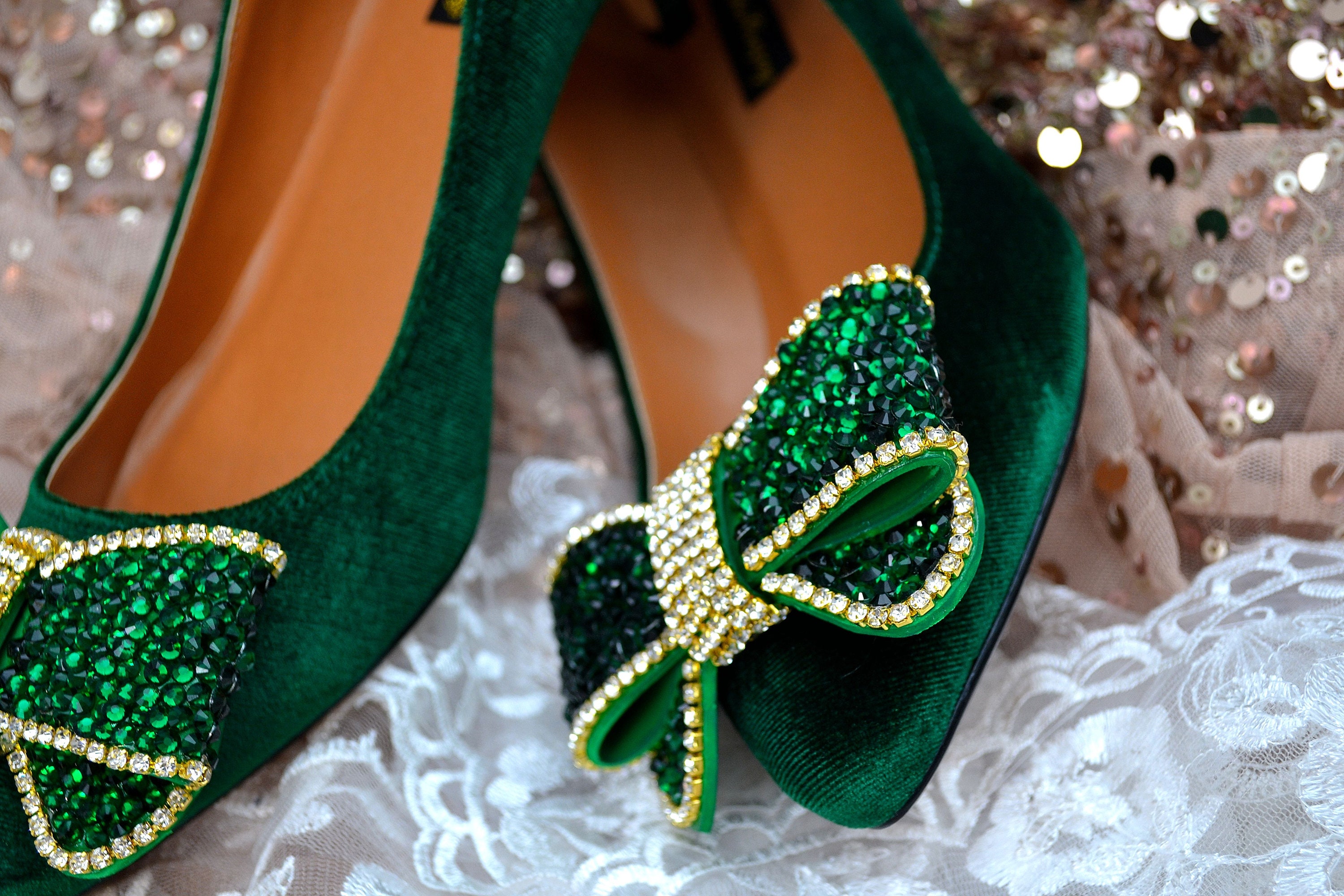 Size 4.5 1940s Shoes - Emerald Green Leather Heels Art Deco Cutwork Unworn  4 1/2 | eBay