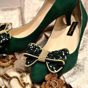 emerald green low heel shoes