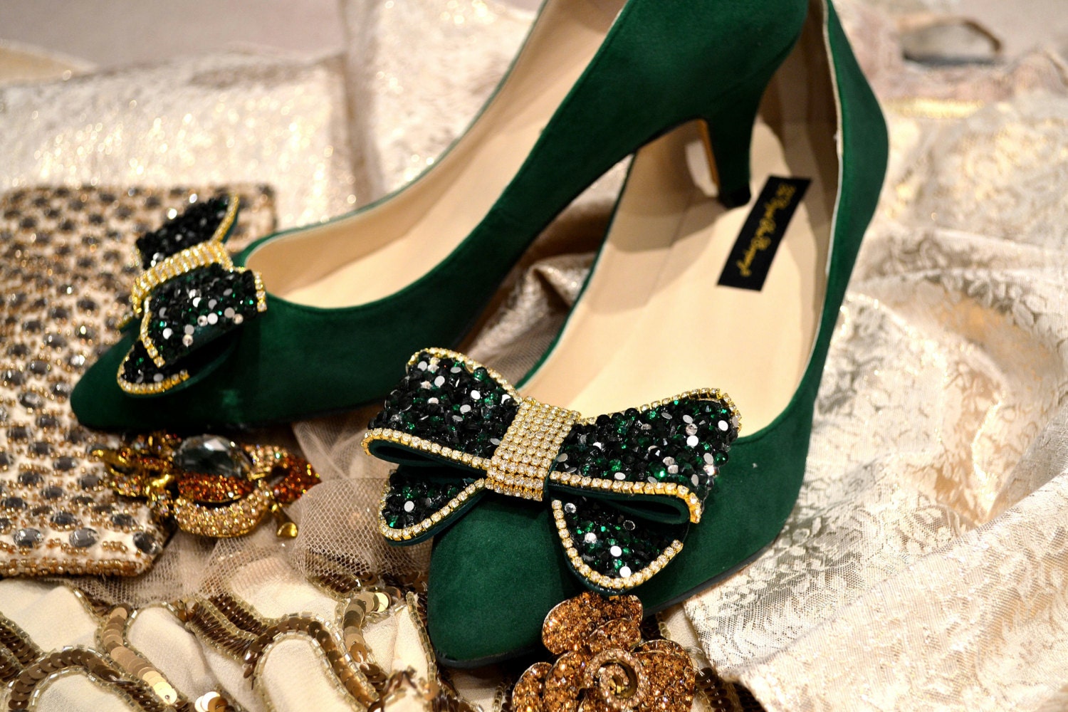 emerald green suede shoes