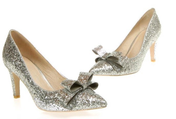 Womens Teddy New Silver Glitter Mid-heel Slingback Classic Dressy Pump |  Nina Shoes