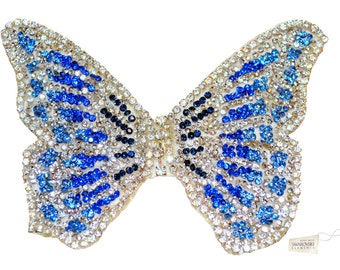 Swarovski crystal Bridesmaid Flower Girl Butterfly Blue Silver White Classic Vintage Lace Bridal Hair Clip Piece Slide