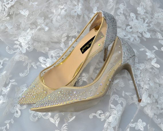 mesh crystal heels