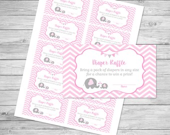 Elephant Diaper Raffle Tickets Printable Elephant Baby Shower | Etsy