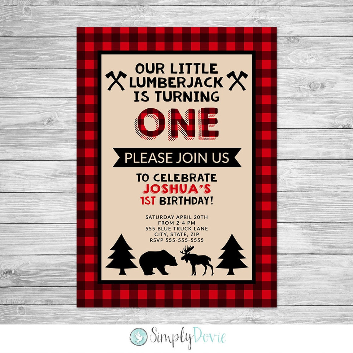 Lumberjack Birthday Invitation Printable Lumberjack Birthday | Etsy