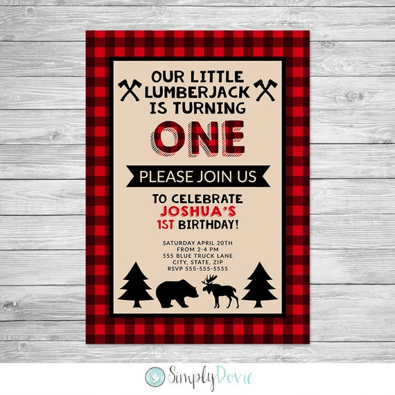 Lumberjack Birthday Invitation Printable Lumberjack Birthday | Etsy