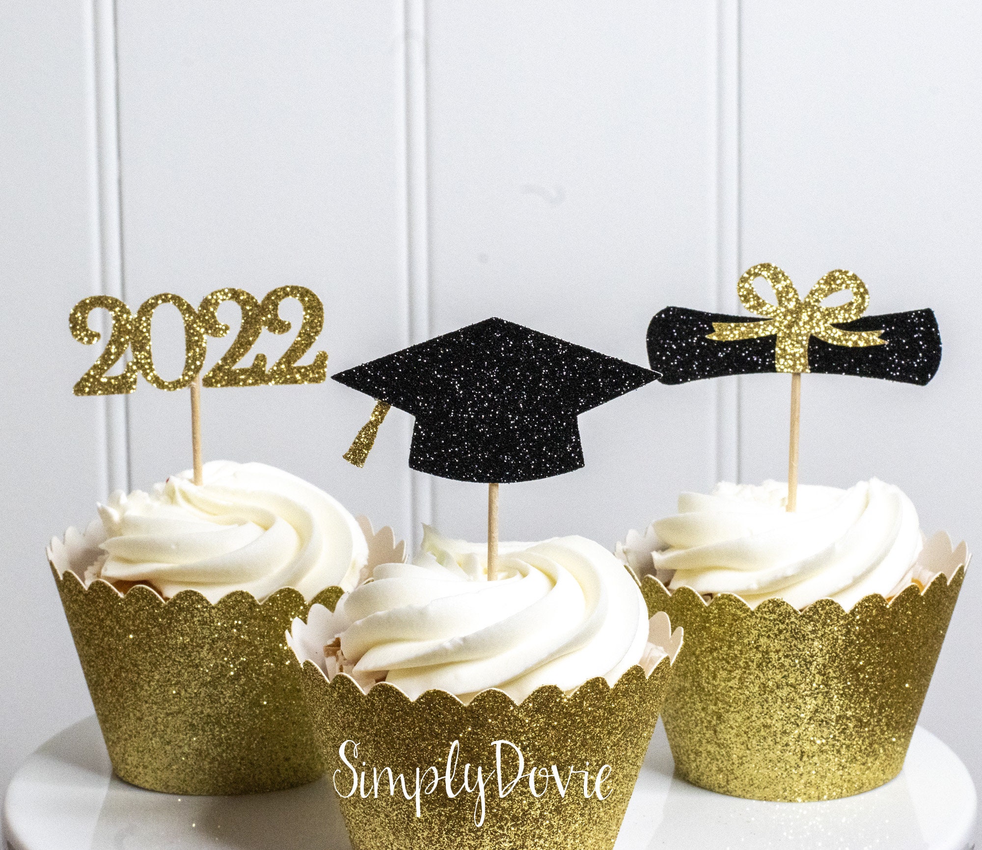 48 Pieces Mini Cake Decorations for 2019 Congrats Grad Party Supplies GLEIM Graduation Cupcake Toppers 