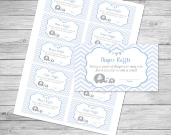 Elephant Diaper Raffle Tickets Printable Elephant Baby Shower | Etsy