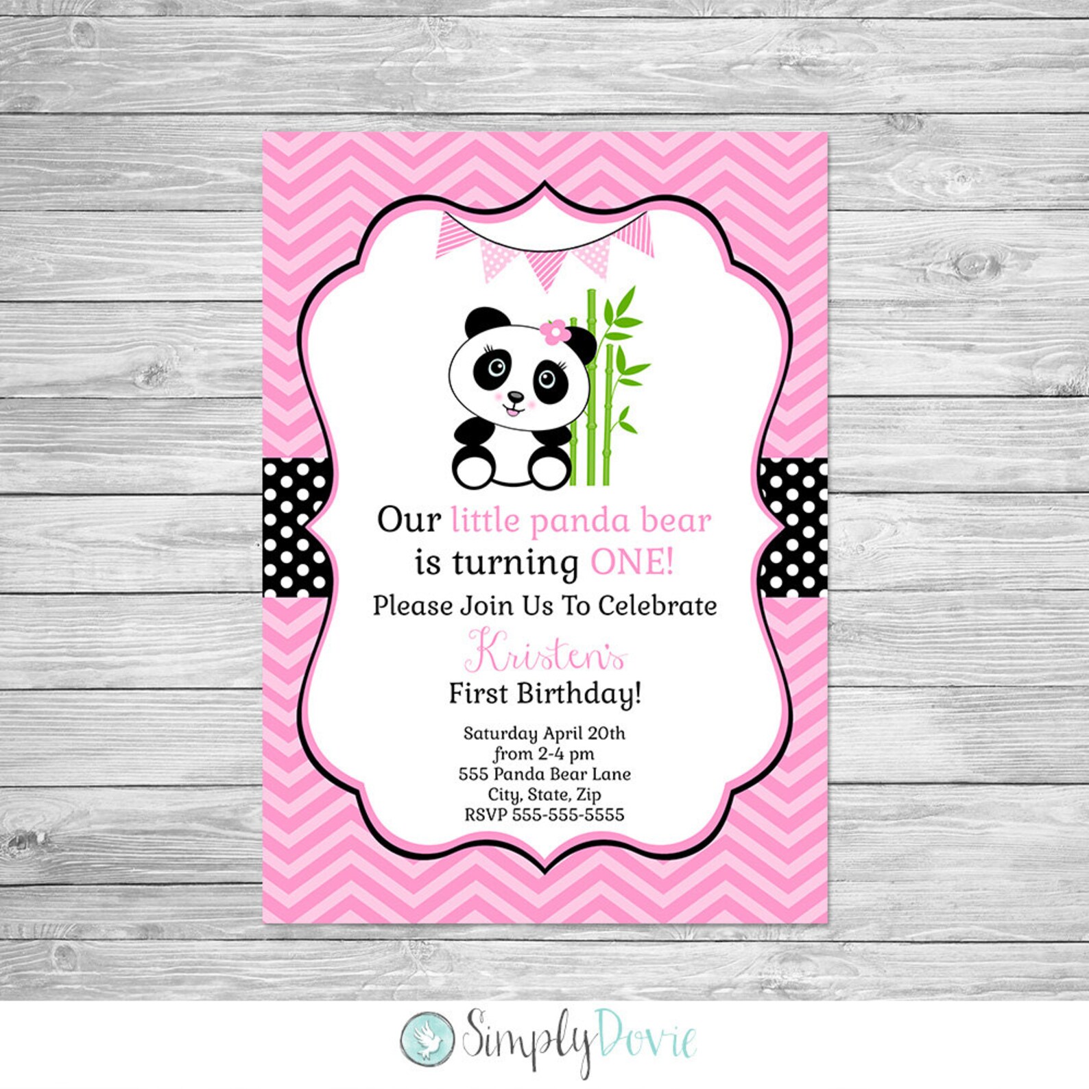 Panda Birthday Invitation Printable Panda Bear Birthday Party - Etsy