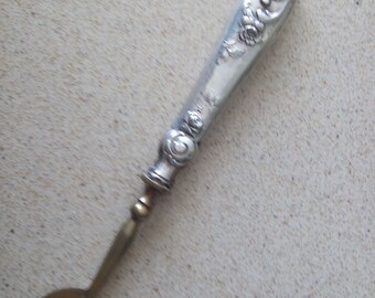 Antique Sterling Silver scroll handle shoe butten hook ,