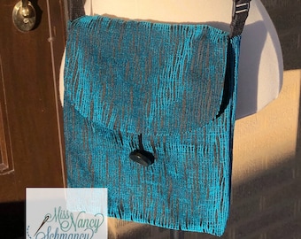 Turquoise Purse, Velvet purse,  Adjustable Strap purse, Turquoise Cross body bag, Fabric purse, Shoulder bag, Cross body bags,  Crossbody