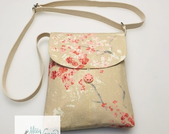 Love Blossoms Purse, floral purse, pink purse, flower purse, fabric purse, shoulder bag, crossbody purse, crossbody bags, cherry blossoms