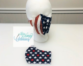 Stars and Stripes Mask, Patriotic mask, Fourth of July mask, 4th of July face mask, Independence Day mask, face mask, made in USA