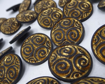 Vintage Ornate Shank Buttons Spiral Swirl Bright Copper 25mm Lot of 8 B112-10