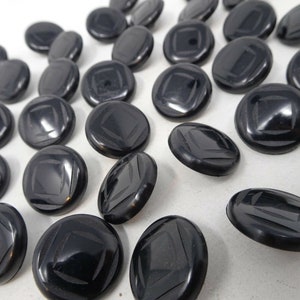 Vtg Black Geometric Round Shank Buttons Nesting Squares 21mm Lot of 6 A143
