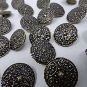 Vintage Antique Nickel Black Geometric Shank Buttons 22mm Lot of 3 A120-1