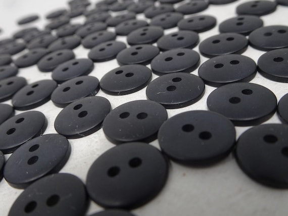 Vintage Black Goth Round 2-Hole Slightly Rounded Buttons 12mm | Etsy