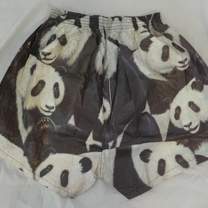 PRIDE Animal Print Cute Panda Bear Paul Gasoir Tyvek Stretch Swimming Trunks Sz S Deadstock